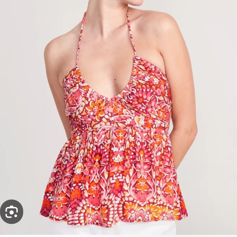 Old Navy Crinkled Floral Halter Top